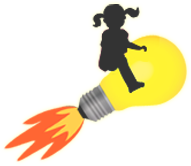 child riding lightbulb rocket